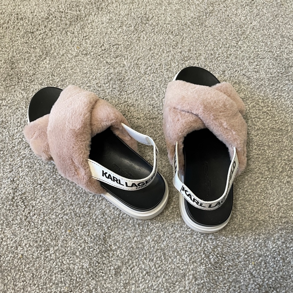 Karl Lagerfeld Faux Fur Slingback Slides